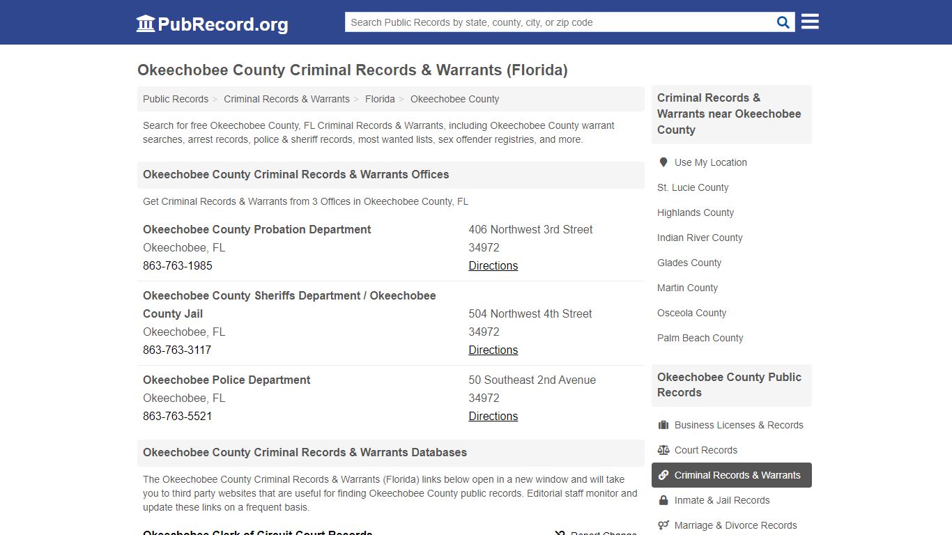 Free Okeechobee County Criminal Records & Warrants ...