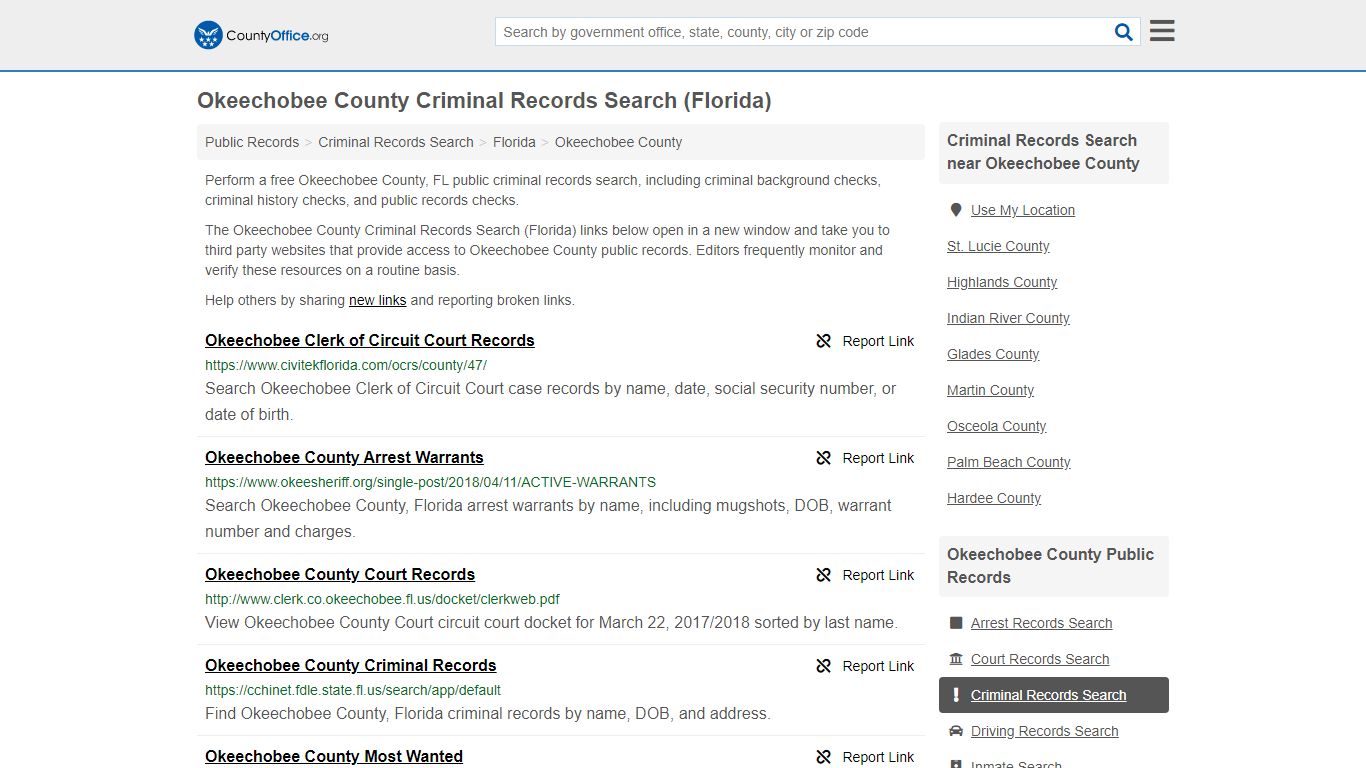 Criminal Records Search - Okeechobee County, FL (Arrests ...